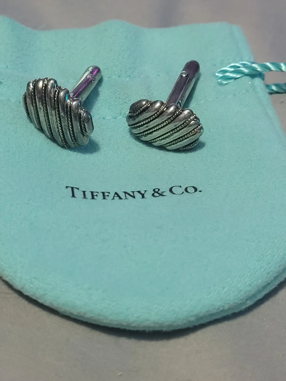 Tiffany & Co. Sterling Silver And 18k Gold Twisted Rope Cufflinks